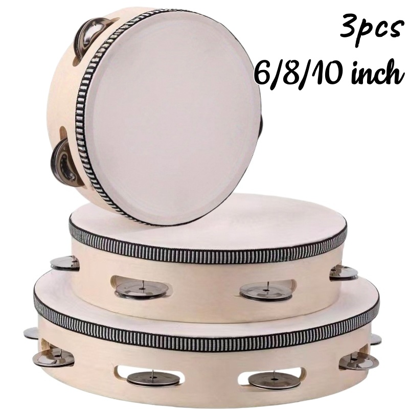 Musical Instrument Game - 1/3pcs Wooden Tambourine 6/8/10inch Handheld Drum