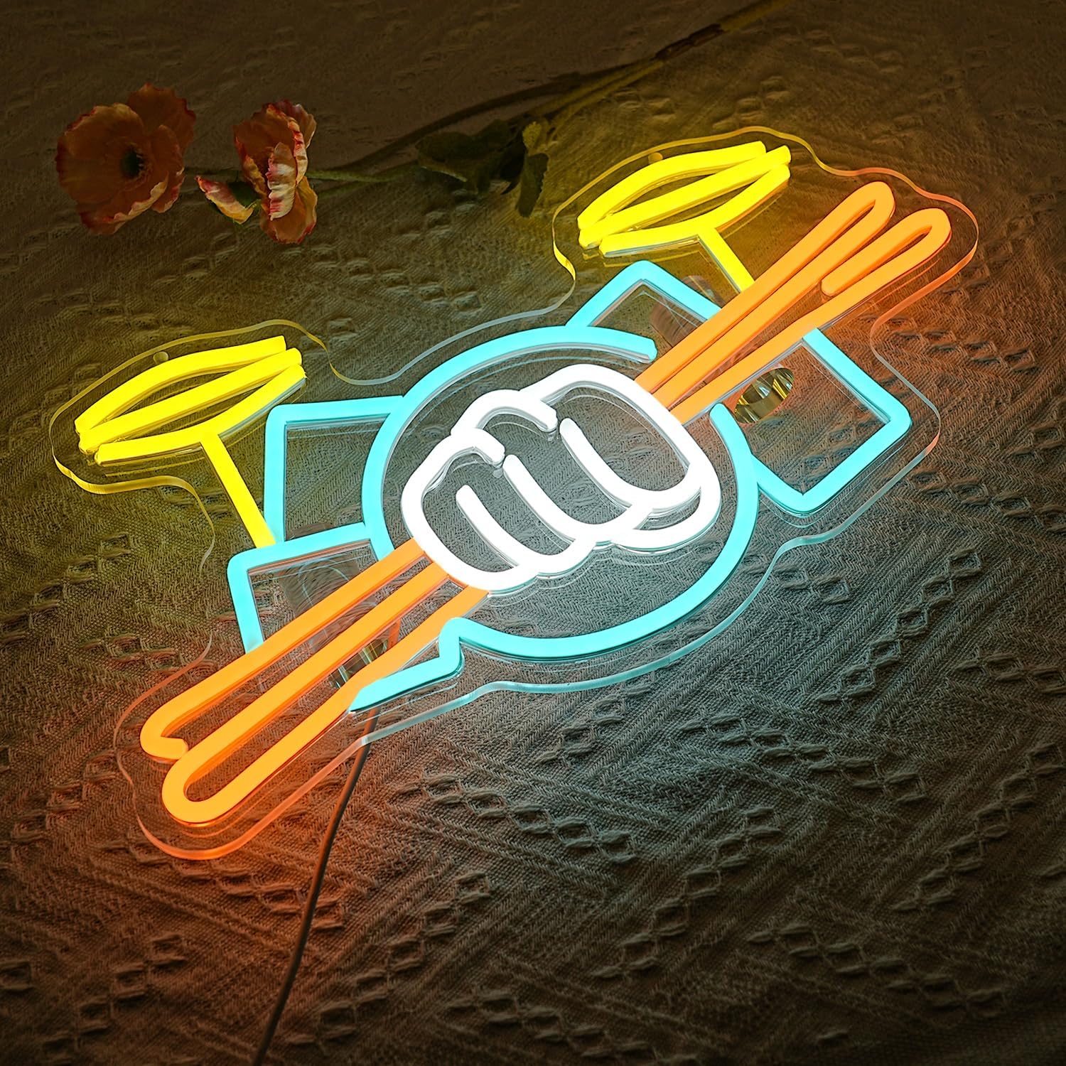 Drum Set Neon Sign USB Powered - Musical Instrument Music review and price