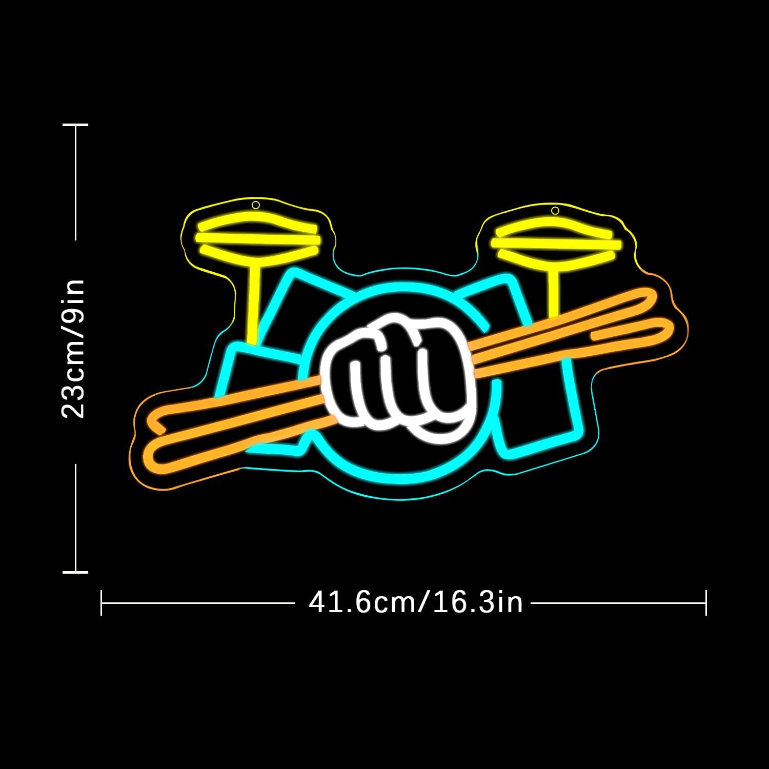 Drum Set Neon Sign USB Powered - Musical Instrument Music review and price