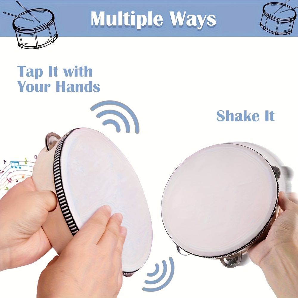 1/3pcs Wooden Tambourine 6/8/1 - Musical Instrument Game review and price