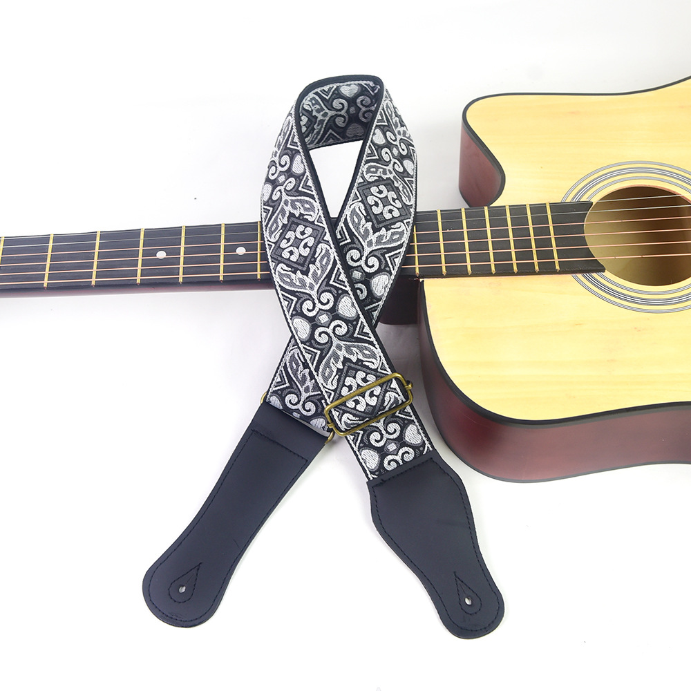 Guitar Strap Embroidered Print - Musical Instrument Dulcimer review and price