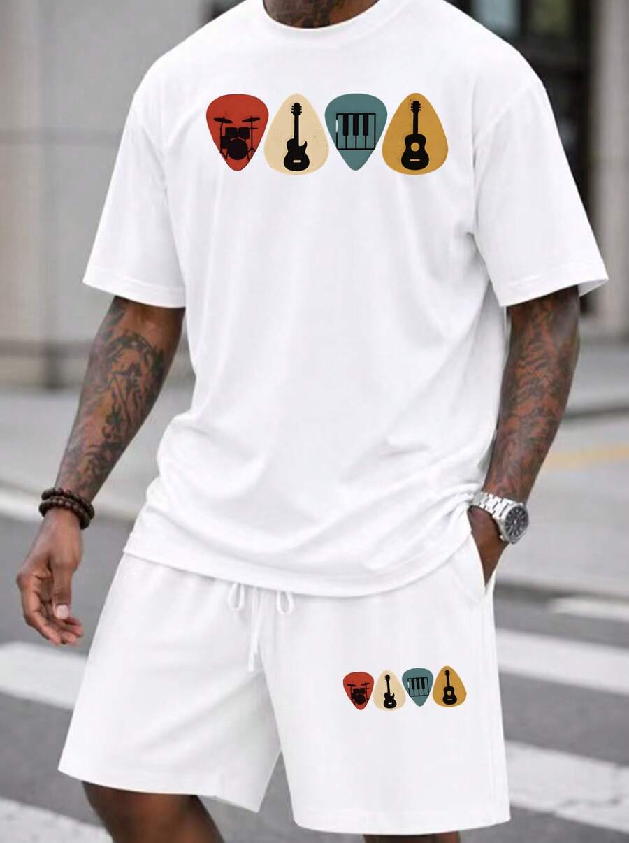 Men S 2 Piece Oversized T-Shir - Musical Instrument Music review and price