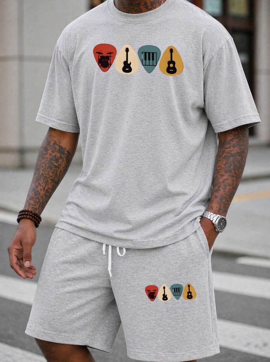 Men S 2 Piece Oversized T-Shir - Musical Instrument Music review and price